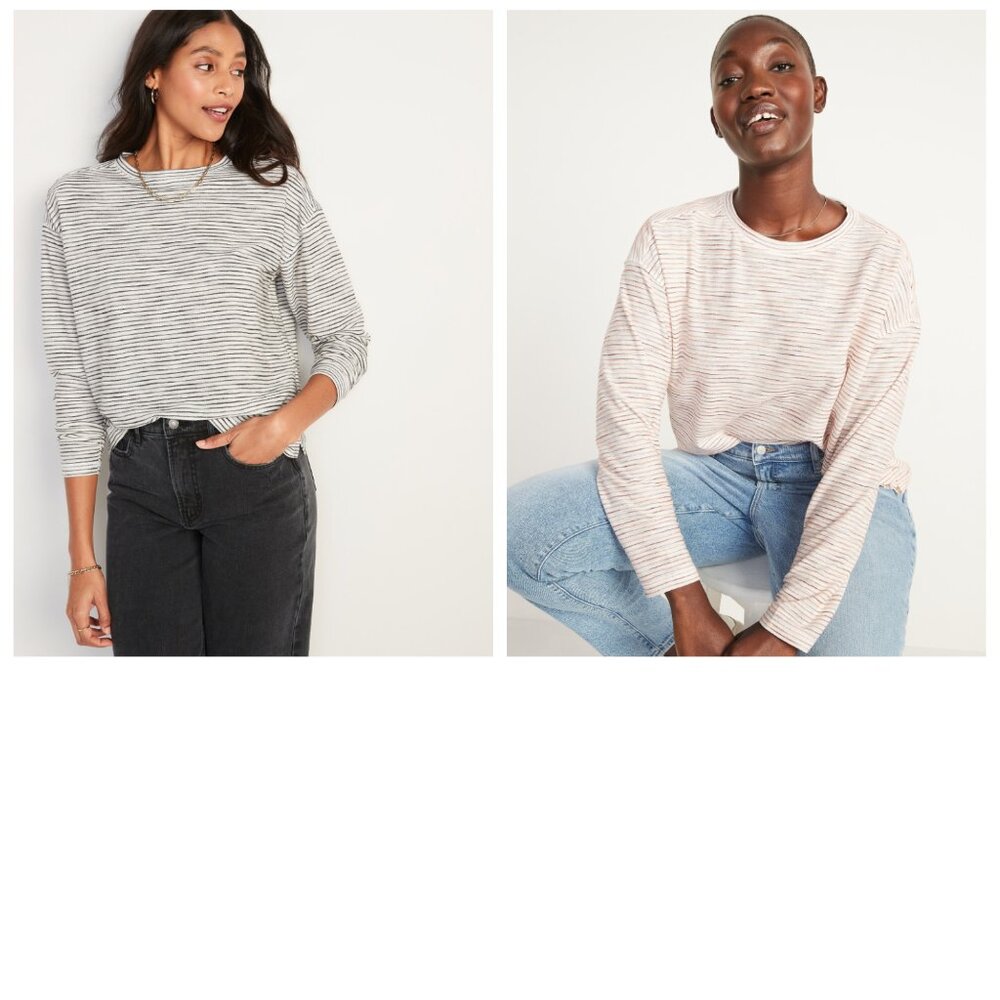 COPY - 2  OLD NAVY Long-Sleeve Vintage Striped Easy Tees XXL